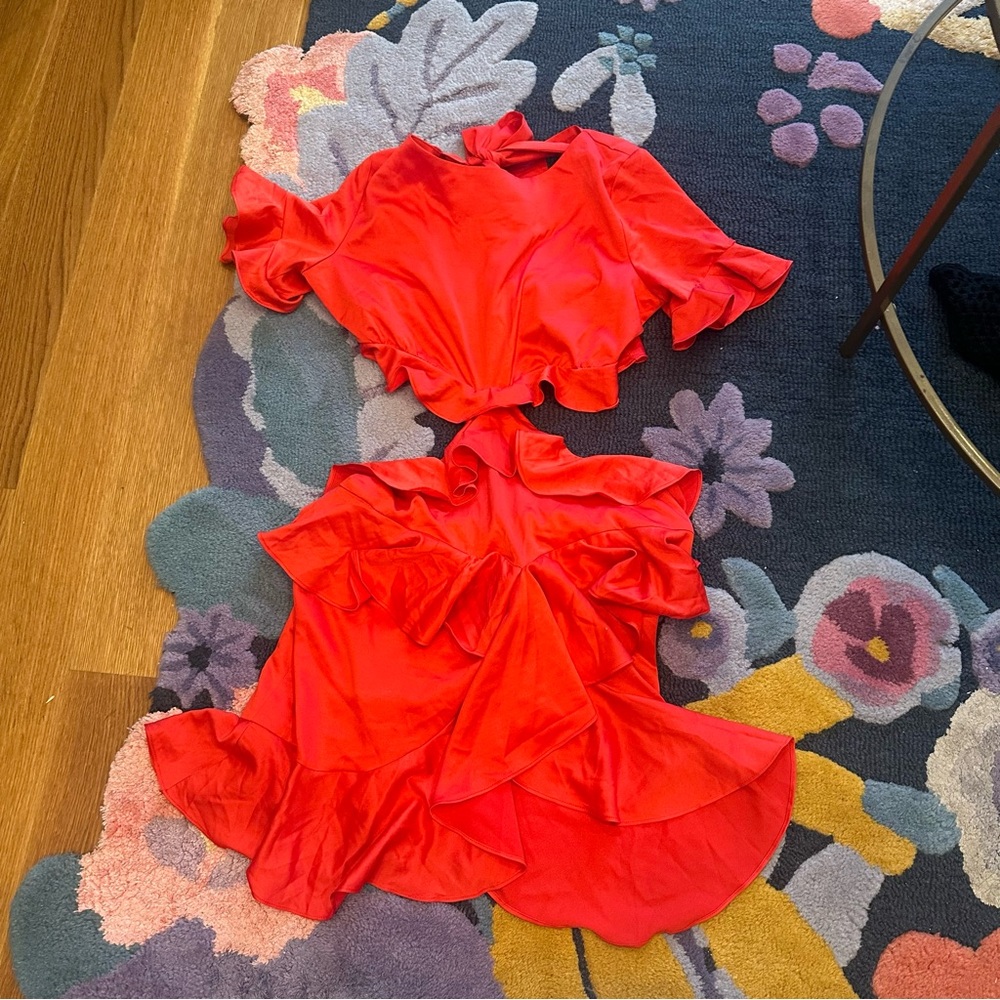 Few Moda Red Ruffle Cutout Mini Dress